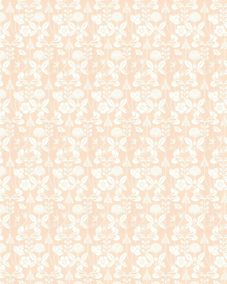 Lim & Handtryck AB Lim & Handtryck - Tapeter|Mönstrade Tapeter|Lim & Handtryck Tapet - Solsidan rosa/vit