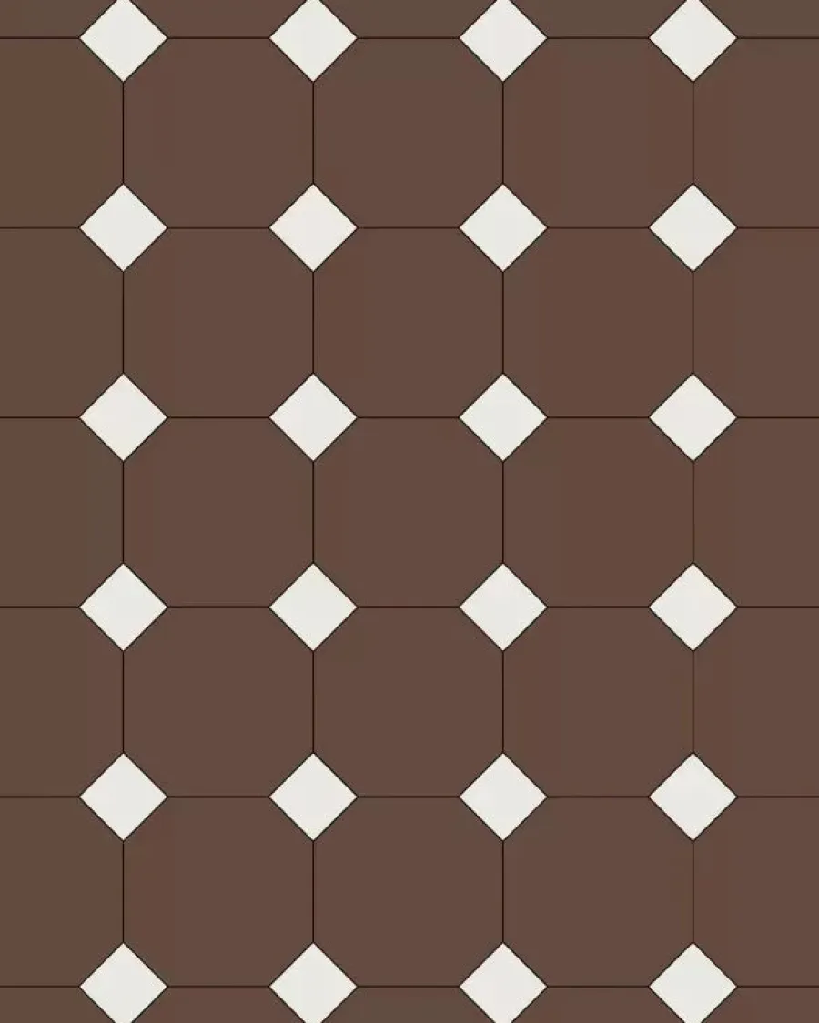 Winckelmans Oktagonklinker|Klinker Hall|Oktagonklinker - 15 x 15 cm chokladbrun/vit
