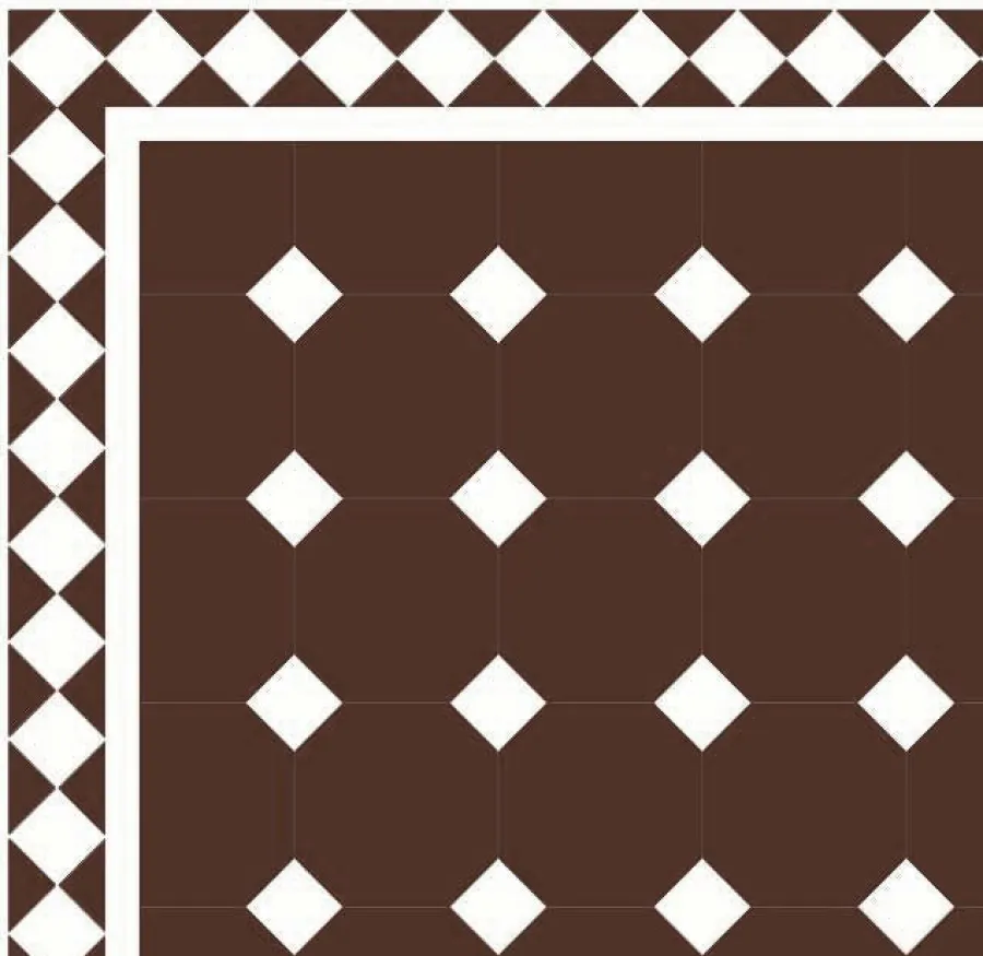 Winckelmans Oktagonklinker|Klinker Hall|Oktagonklinker - 15 x 15 cm chokladbrun/vit