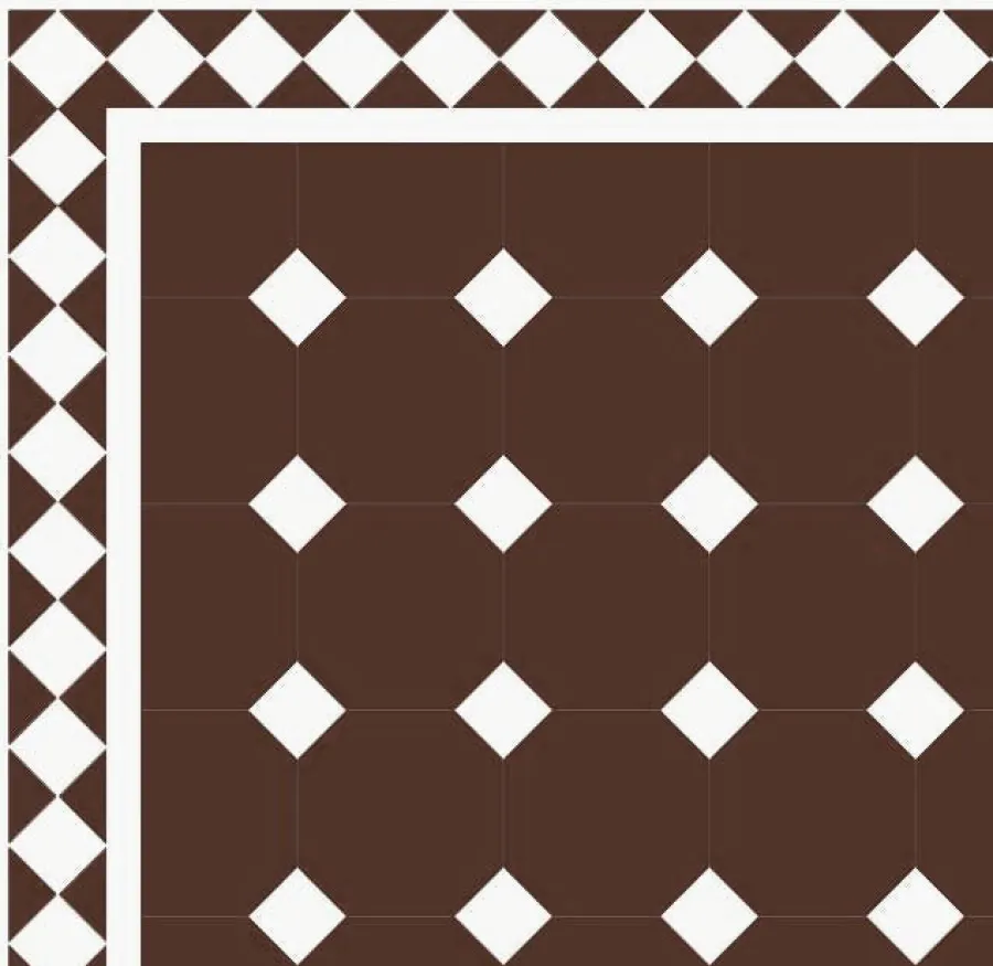 Winckelmans Oktagonklinker|Klinker Hall|Oktagonklinker - 15 x 15 cm chokladbrun/vit