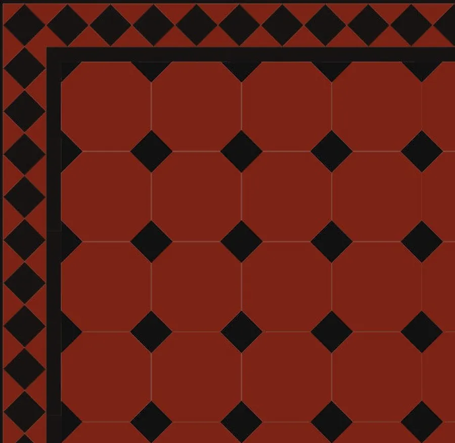 Winckelmans Oktagonklinker|Klinker Hall|Oktagonklinker - 15 x 15 cm röd/svart