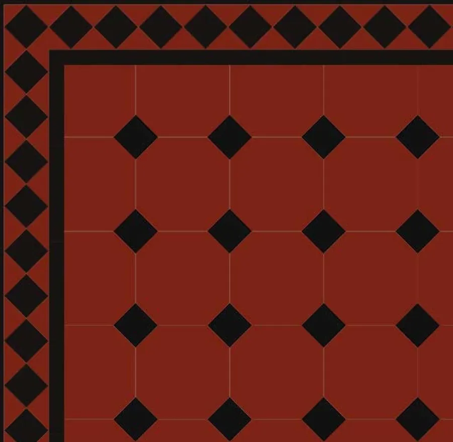 Winckelmans Oktagonklinker|Klinker Hall|Oktagonklinker - 15 x 15 cm röd/svart