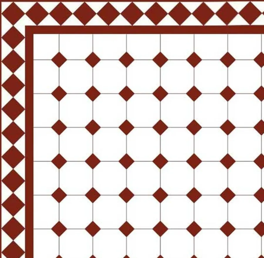 Winckelmans Oktagonklinker|Klinker Hall|Oktagonklinker - 10 x 10 cm vit/röd