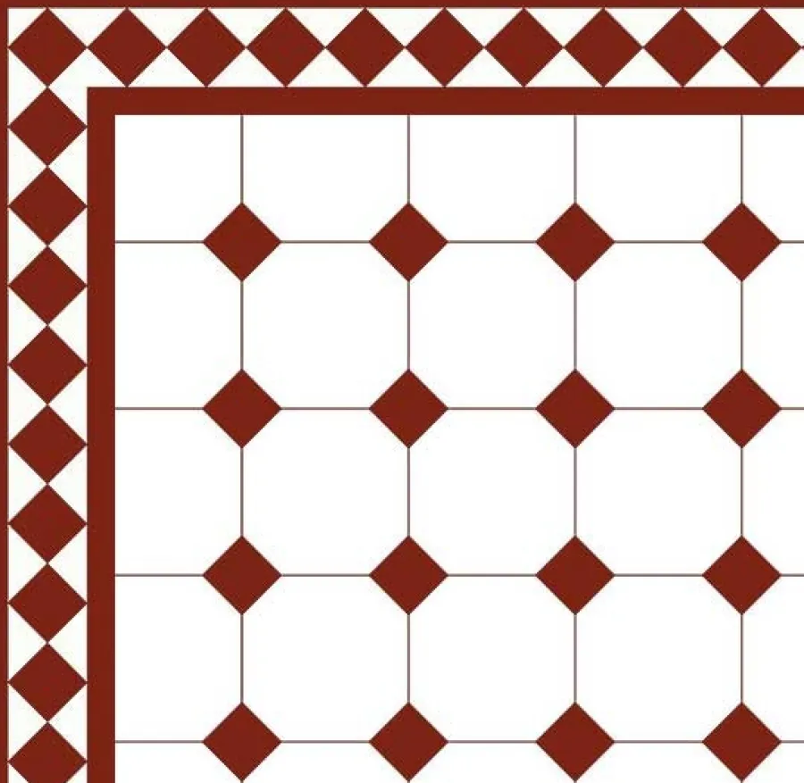 Winckelmans Oktagonklinker|Klinker Hall|Oktagonklinker - 15 x 15 cm vit/röd