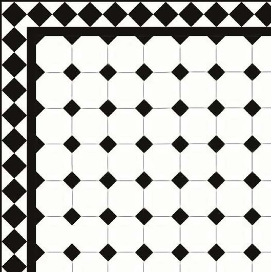 Winckelmans Oktagonklinker|Klinker Hall|Oktagonklinker - 10 x 10 cm vit/svart