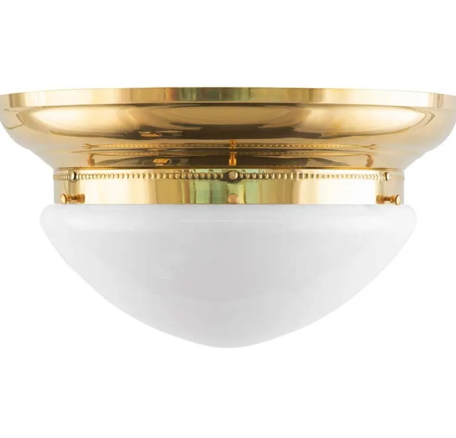 Karlskrona Lampfabrik Stora Taklampor|Plafonder|Plafond - Taklampa Frödingplafond 300 mässing, opalvit skärm