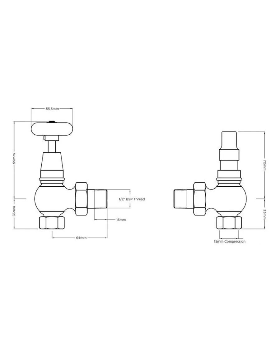Arroll Limited Radiatorer|Ventiler & Vred|Radiatorventil - Chesterfield krom