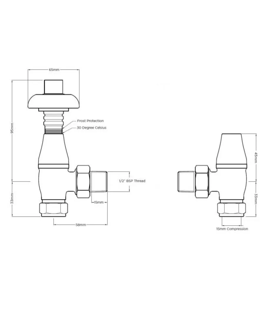 Arroll Limited Radiatorer|Ventiler & Vred|Radiatorventil termostat - Chelsea mässing