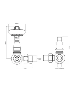 Arroll Limited Radiatorer|Ventiler & Vred|Radiatorventil termostat - York (vinklad) svart nickel/trä