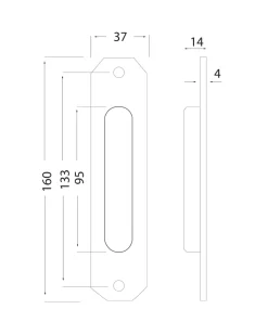 Becchetti Angelo Bal Srl Skjutdörrshandtag|Draghandtag|Skjutdörrshandtag - Linnéstaden nickel 160x37 mm