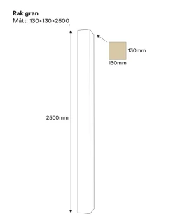 Nordingrå Trä AB Pelare & Stolpar|Stolpe - Rak pelare 130 x 130 x 2500 mm gran