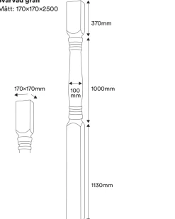 Nordingrå Trä AB Pelare & Stolpar|Svarvad pelare - Stolpe gran 2500 x 170 mm