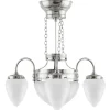 Karlskrona Lampfabrik Amplar|Stora Taklampor|Takkrona - Trearmad ringkrona nickel, opalvitt glas