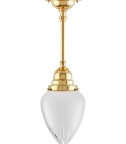 Karlskrona Lampfabrik Små Taklampor|Pendellampor|Taklampa - Byströmpendel 80 mässing, mattdroppe