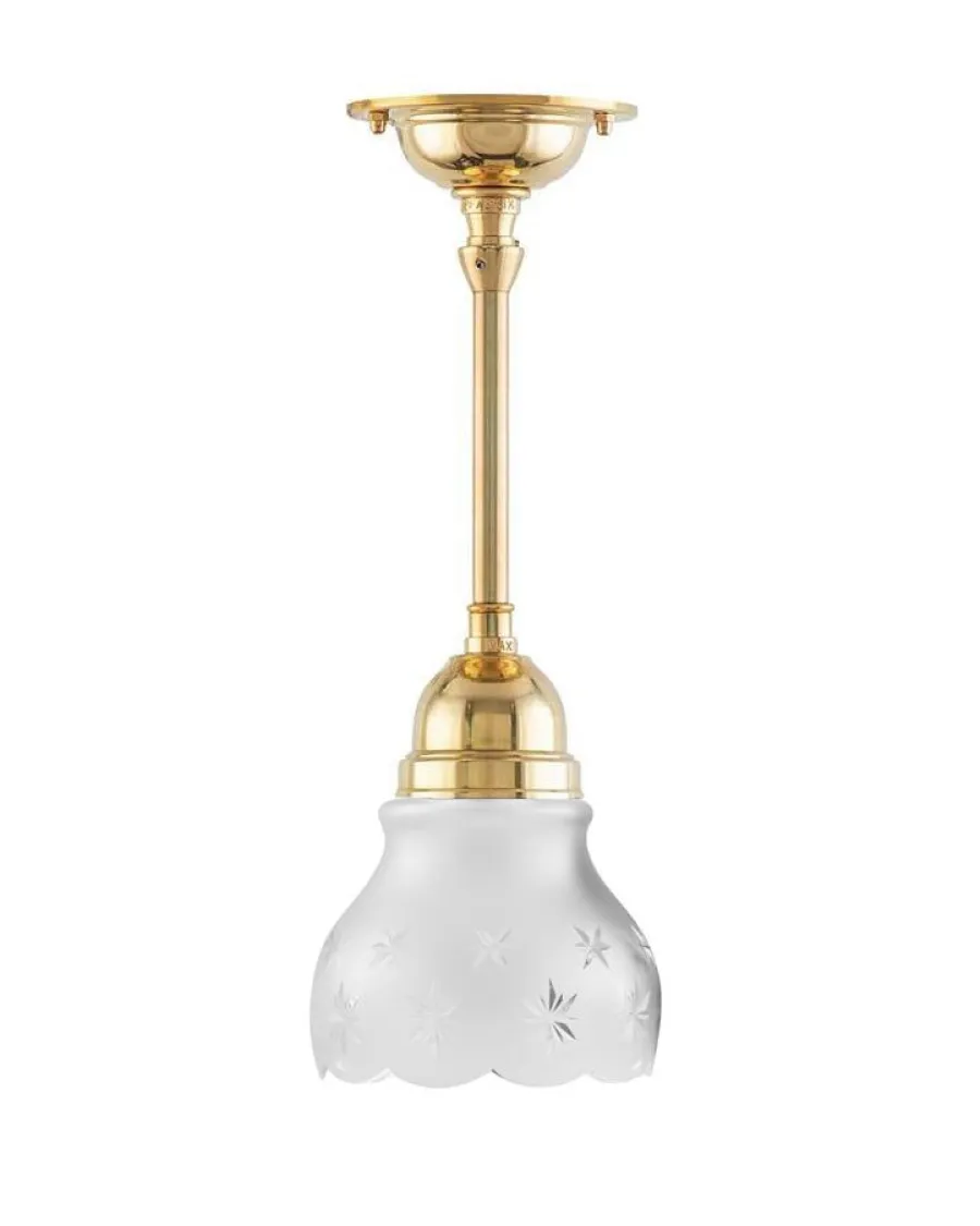 Karlskrona Lampfabrik Små Taklampor|Pendellampor|Taklampa - Byströmpendel 60 mässing, slipat mattglas