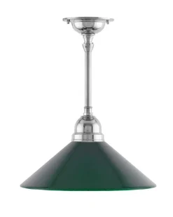 Karlskrona Lampfabrik Små Taklampor|Pendellampor|Taklampa - Byströmpendel 60 nickel, grön skomakarskärm