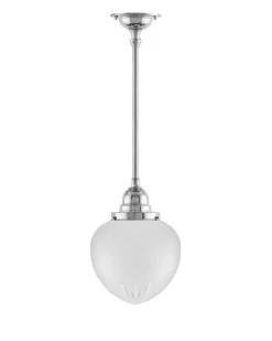 Karlskrona Lampfabrik Pendellampor|Taklampa - Byströmpendel 100 nickel, mattdroppe