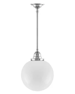 Karlskrona Lampfabrik Pendellampor|Klotlampor - Tak|Taklampa - Byströmpendel 100 nickel, stor klotskärm