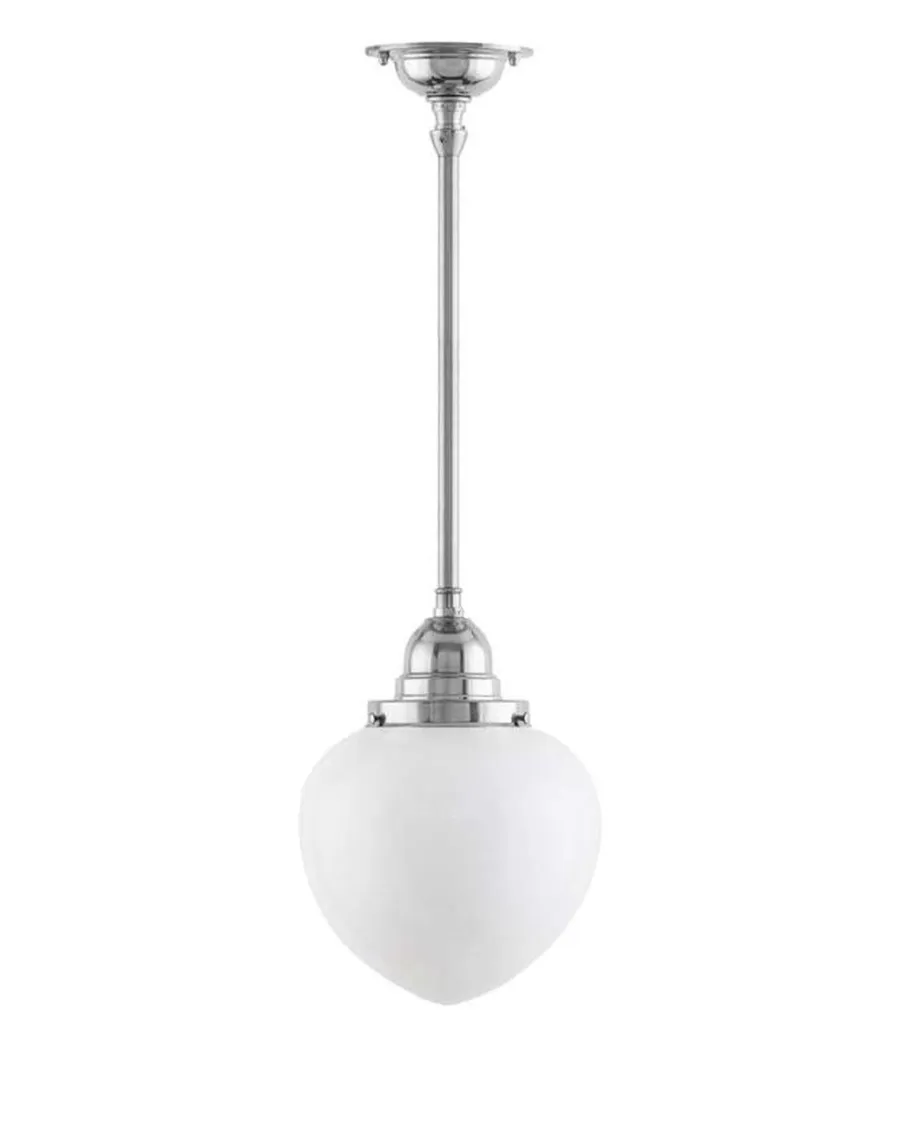 Karlskrona Lampfabrik Pendellampor|Taklampa - Byströmpendel 100 nickel, vit droppe