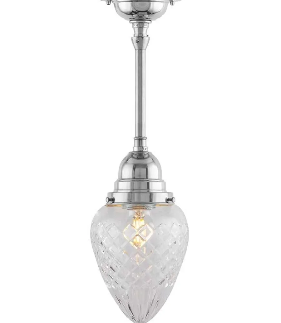 Karlskrona Lampfabrik Små Taklampor|Pendellampor|Taklampa - Byströmpendel 80 nickel, klardroppe