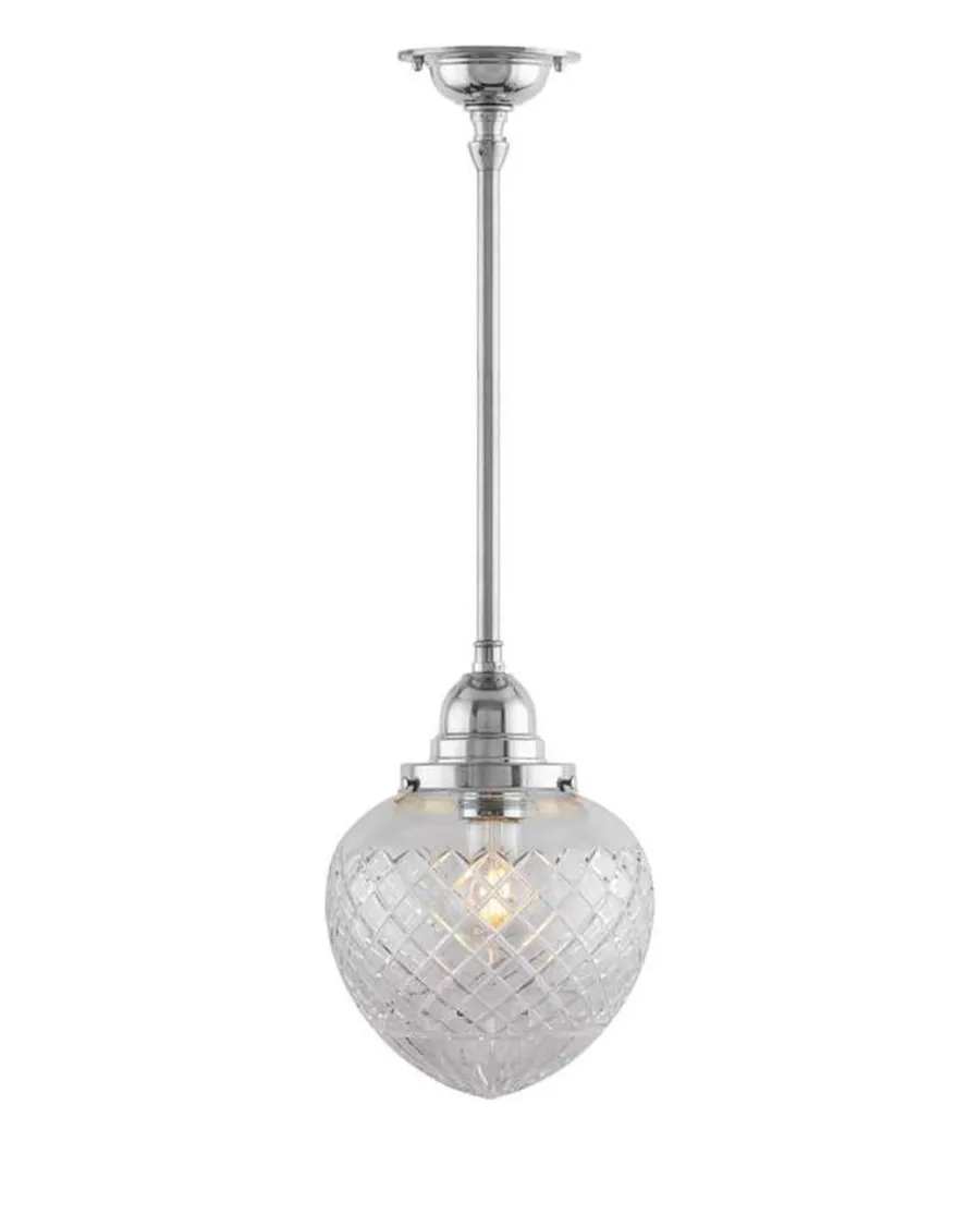 Karlskrona Lampfabrik Pendellampor|Taklampa - Byströmpendel 100 nickel, klardroppe