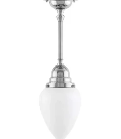 Karlskrona Lampfabrik Små Taklampor|Pendellampor|Taklampa - Byströmpendel 80 nickel, vit droppe
