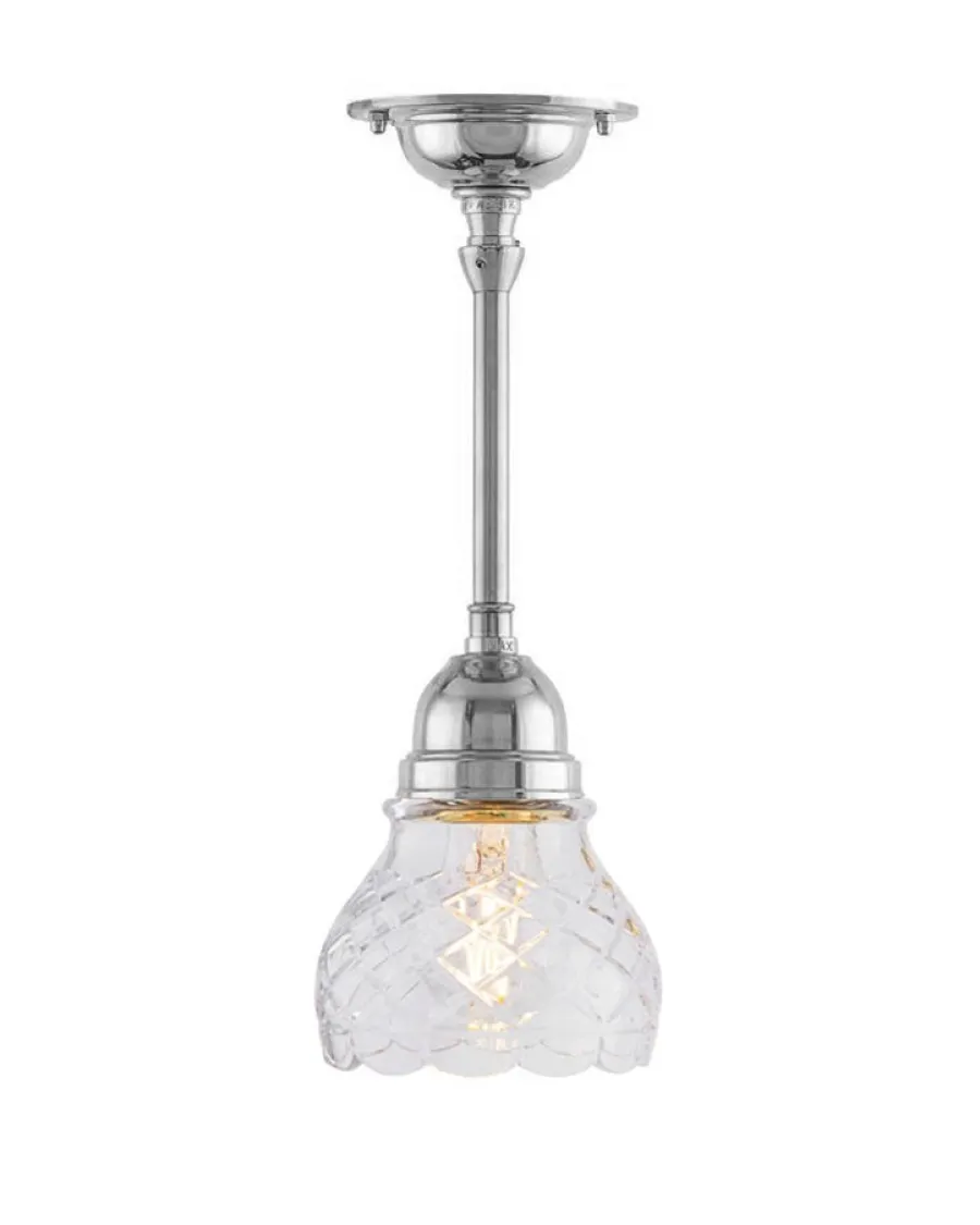Karlskrona Lampfabrik Små Taklampor|Pendellampor|Taklampa - Byströmpendel 60 nickel, klarglas