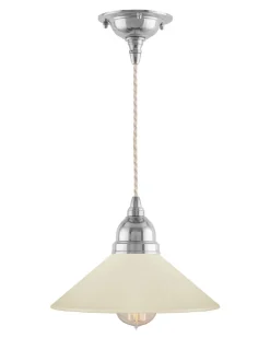 Karlskrona Lampfabrik Små Taklampor|Pendellampor|Taklampa - Byström sladdpendel 60 nickel, benvit skärm