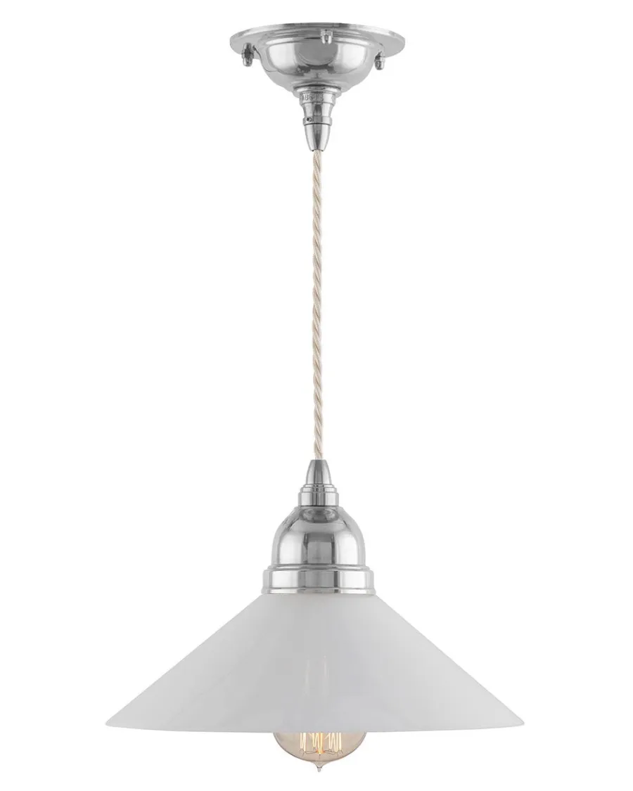 Karlskrona Lampfabrik Små Taklampor|Pendellampor|Taklampa - Byström sladdpendel 60 nickel, vit skärm