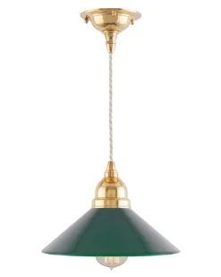Karlskrona Lampfabrik Små Taklampor|Pendellampor|Taklampa - Byström sladdpendel 60 mässing, grön skärm