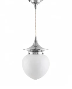 Karlskrona Lampfabrik Pendellampor|Taklampa - Dahlberg sladdpendel 100 nickel, vit droppe