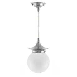 Karlskrona Lampfabrik Små Taklampor|Pendellampor|Taklampa - Dahlberg sladdpendel 80 nickel, klotskärm