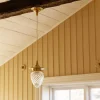 Karlskrona Lampfabrik Små Taklampor|Pendellampor|Taklampa - Dahlberg sladdpendel 80 mässing, klarglas droppe