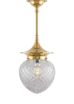 Karlskrona Lampfabrik Pendellampor|Taklampa - Dahlbergspendel 100 mässing, klarglas droppe