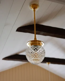 Karlskrona Lampfabrik Pendellampor|Taklampa - Dahlbergspendel 100 mässing, klarglas droppe