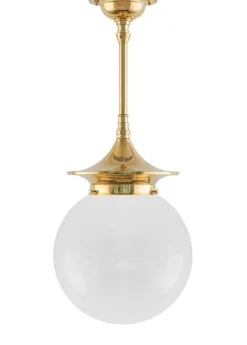 Karlskrona Lampfabrik Pendellampor|Klotlampor - Tak|Taklampa - Dahlbergspendel 100 mässing, opalvit klotskärm