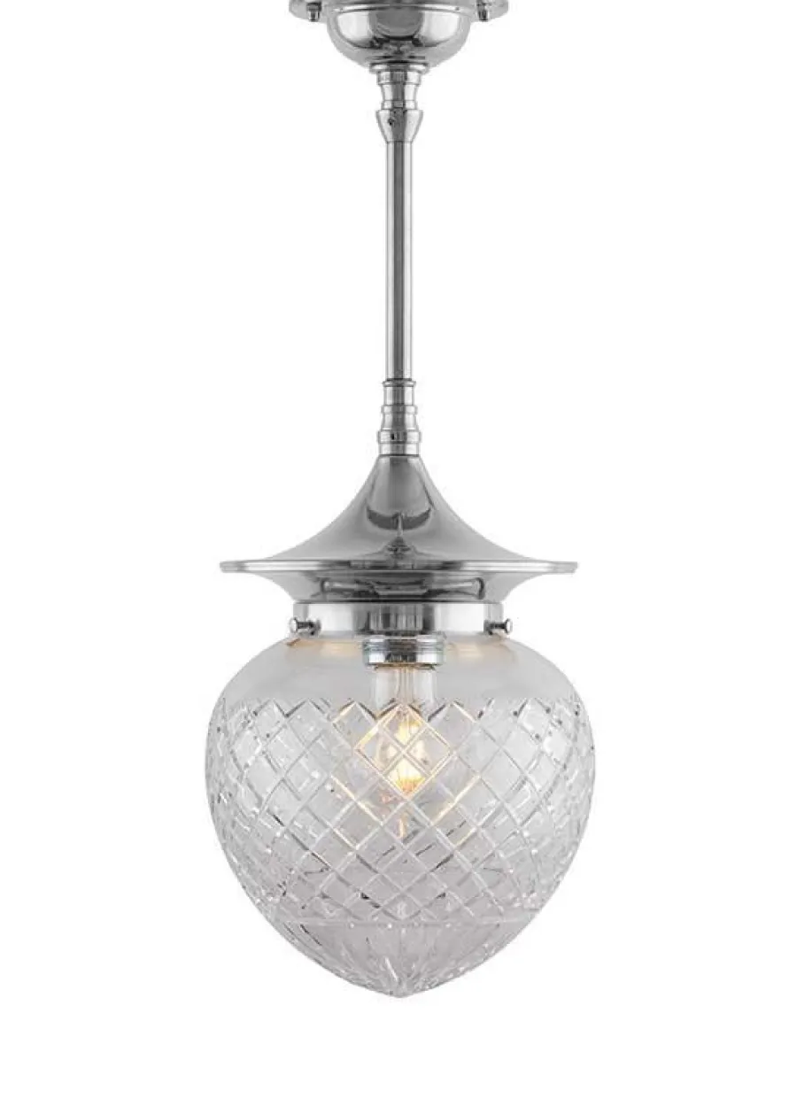 Karlskrona Lampfabrik Pendellampor|Taklampa - Dahlbergspendel 100 nickel, klarglas droppe
