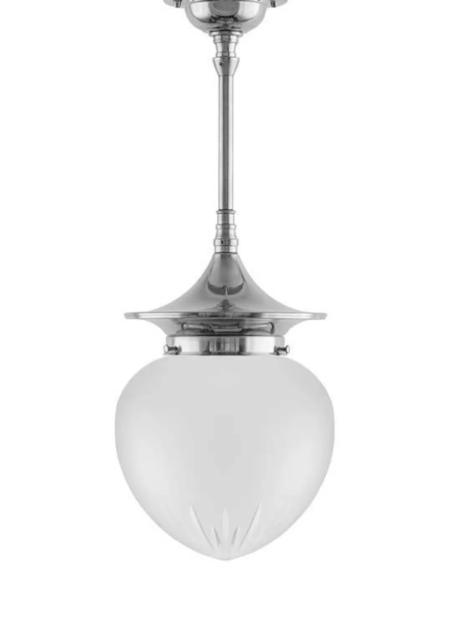 Karlskrona Lampfabrik Pendellampor|Taklampa - Dahlbergspendel 100 nickel, mattglas droppe