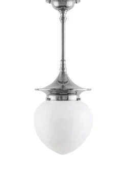 Karlskrona Lampfabrik Pendellampor|Taklampa - Dahlbergspendel 100 nickel, opalvit droppe