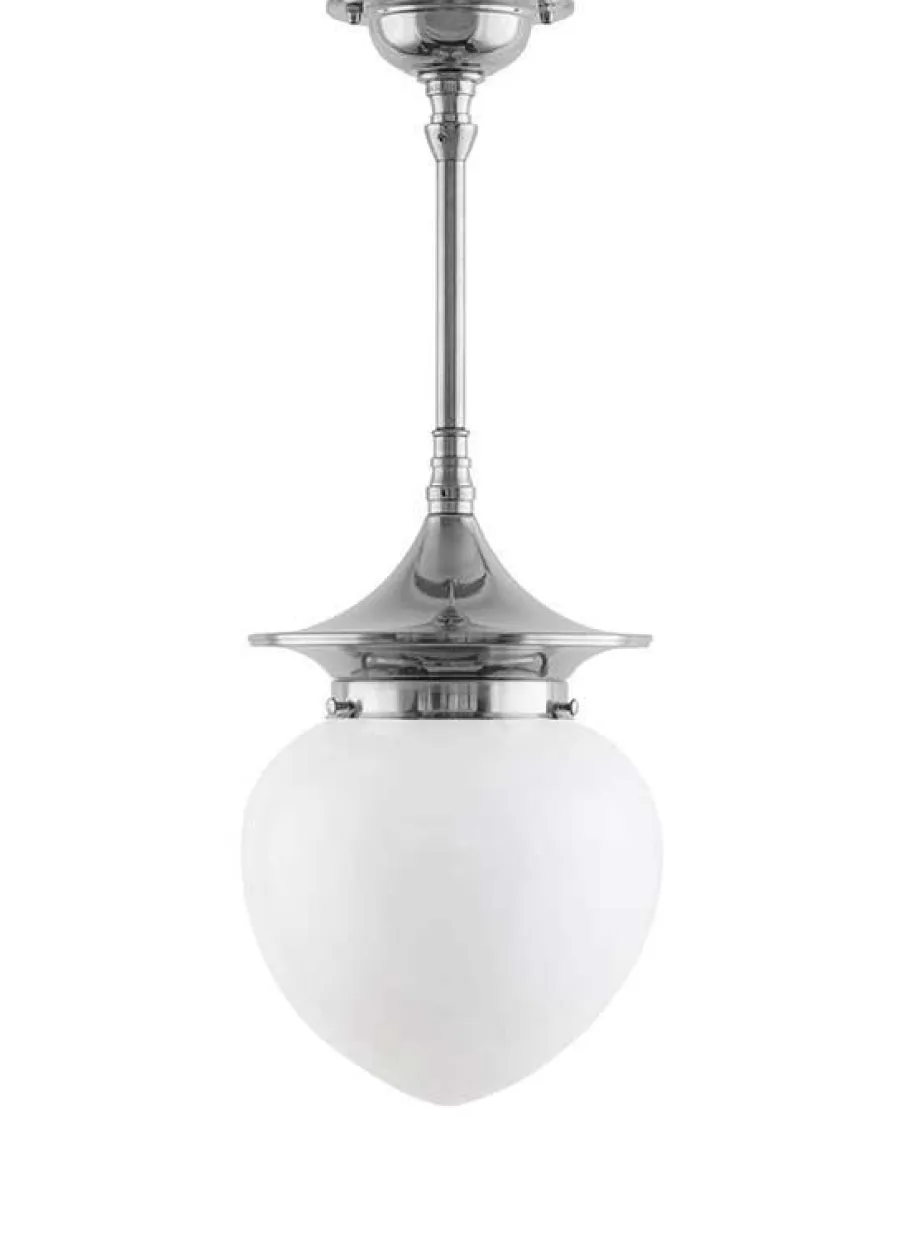 Karlskrona Lampfabrik Pendellampor|Taklampa - Dahlbergspendel 100 nickel, opalvit droppe