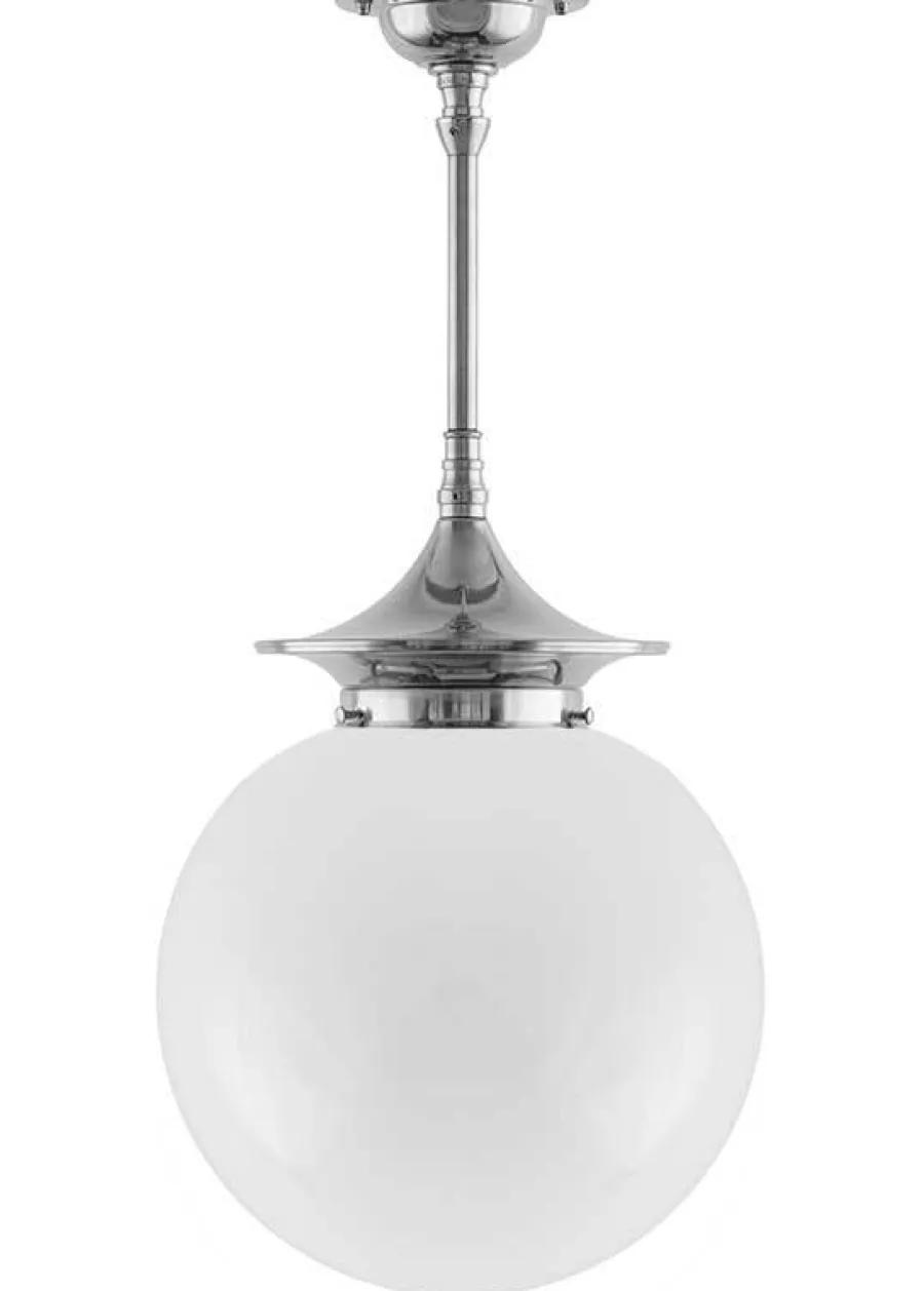 Karlskrona Lampfabrik Pendellampor|Klotlampor - Tak|Taklampa - Dahlbergspendel 100 nickel, stor klotskärm