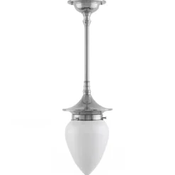 Karlskrona Lampfabrik Små Taklampor|Pendellampor|Taklampa - Dahlbergspendel 80 nickel, opalvit droppe