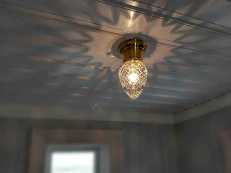 Karlskrona Lampfabrik Små Taklampor|Plafonder|Taklampa - Frödingplafond 80 mässing, droppe klarglas