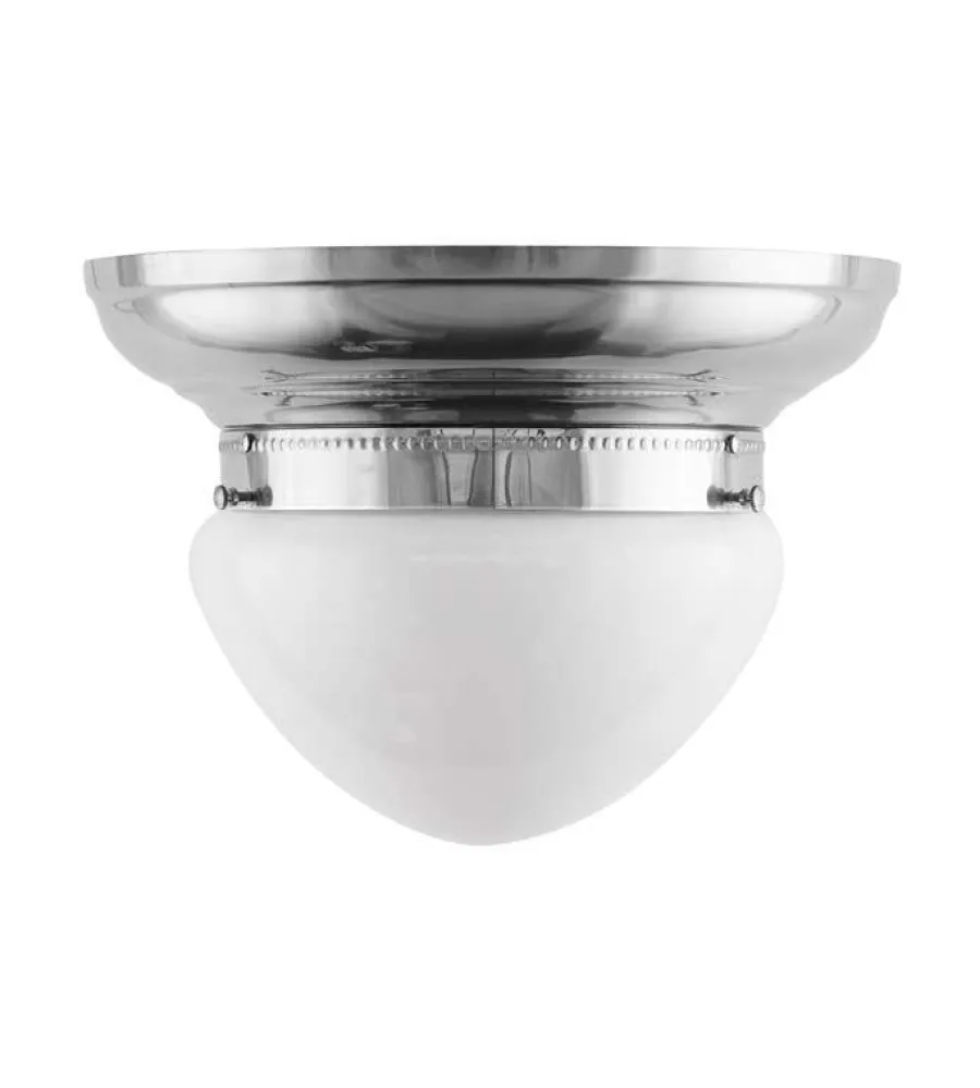 Karlskrona Lampfabrik Stora Taklampor|Plafonder|Taklampa - Frödingplafond 200 nickel, opalvit skärm