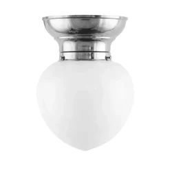 Karlskrona Lampfabrik Plafonder|Taklampa - Frödingplafond 100 nickel, vit droppe