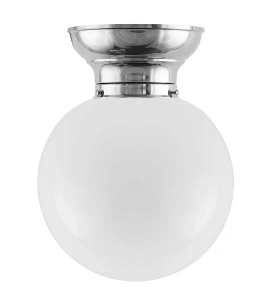 Karlskrona Lampfabrik Plafonder|Klotlampor - Tak|Taklampa - Frödingplafond 100 nickel, stor klotskärm