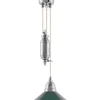 Karlskrona Lampfabrik Skomakarlampor Med Hiss|Skomakarlampor|Taklampa - Skomakarhiss nickel med grön skärm 25 cm