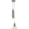 Karlskrona Lampfabrik Skomakarlampor Med Hiss|Skomakarlampor|Taklampa - Skomakarhiss nickel med hög benvit skärm 25 cm