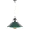 Karlskrona Lampfabrik Skomakarlampor|Taklampa - Skomakarsladd nickel med grön skärm 25 cm