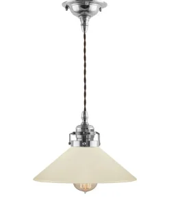 Karlskrona Lampfabrik Skomakarlampor|Taklampa - Skomakarsladd nickel med benvit skärm 25 cm